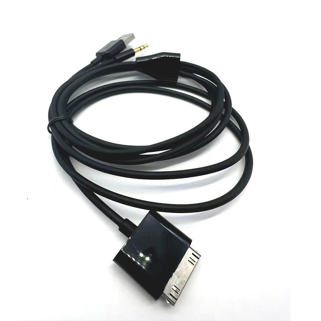 30Pin auf 3,5mm Auto AUX Audio USB Ladekabel 1,5m für iPhone 4/4S iPod Nano/Touch iPad 2/3: Lavendel