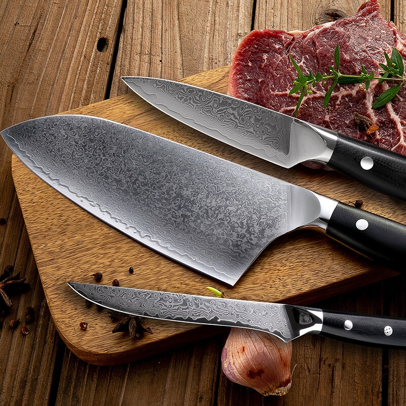 Grandsharp Damascus Knife Set 67 Layers vg10 Japanese Damascus Steel Chef Cleaver Boning Kiritsuke Santoku Kitchen Knives