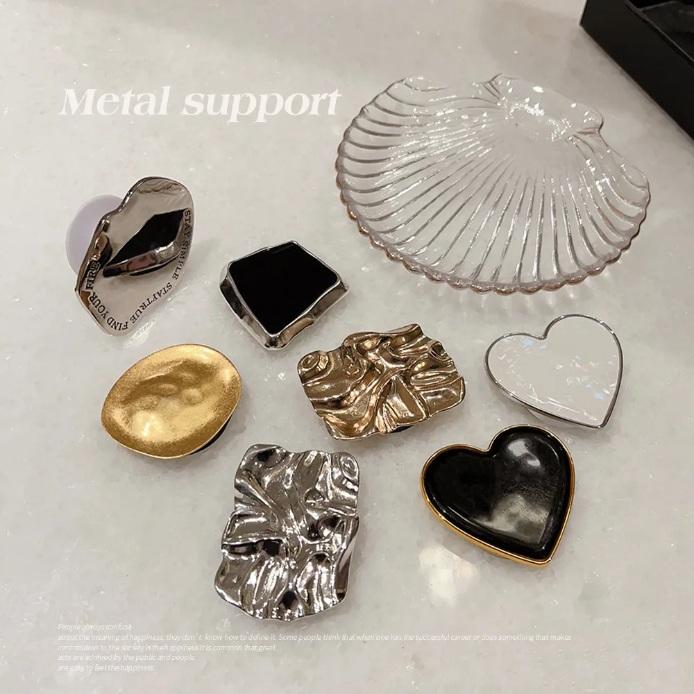 Dessin animé beau coeur placage support Portable pliable support pour téléphone support prise support pour téléphone pour IPhone Mobile support de bureau