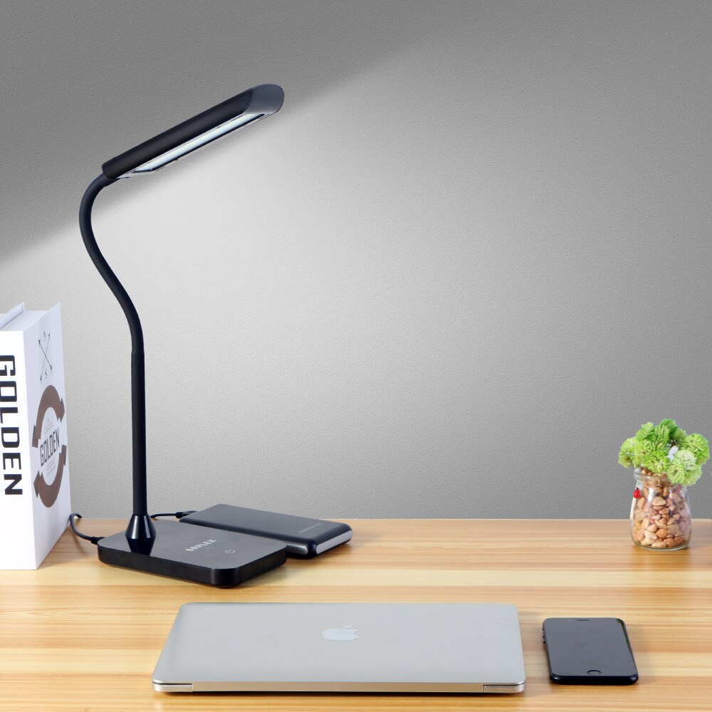 BRILEX Desk Lamp Flexible LED Lamp Touch Control Table Lamp 3 Lighting Modes Rotating and Adjustable Arm Black One