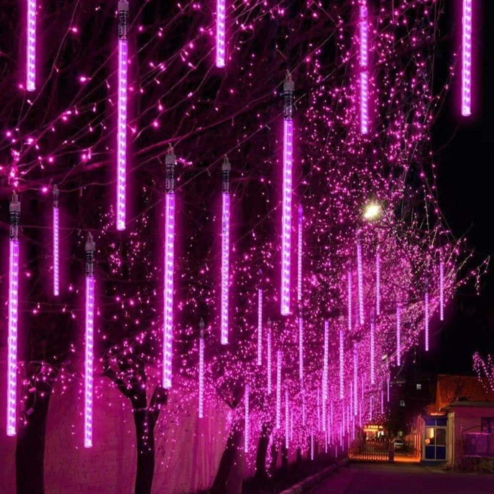 30cm/50cm Meteor Tube LED Meteor Shower Rain tubi luci Decorative natalizie LED bella festa nuziale giardino String Light: Colore rosa / 30cm