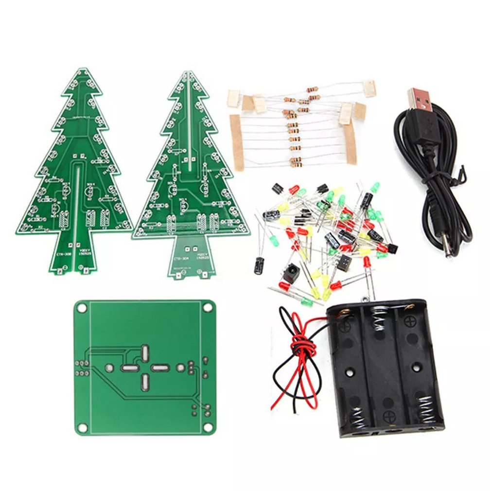 7 Kleur Flash Kerstboom Onderdelen Kit Diy Led 3D Kerstboom Printplaat Module Met Led-verlichting Self-vergrendeling Schakelaar
