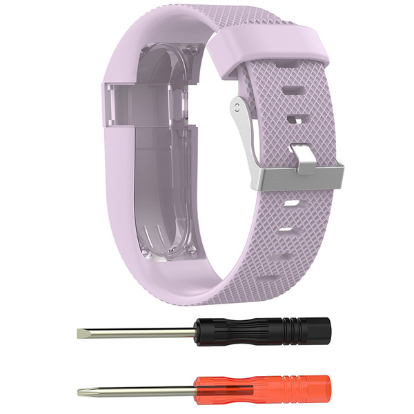 For Fitbit Charge HR Replacement Watch Strap Silicone Watchband for Fitbit Charge HR Activity Tracker Metal Buckle Wrist Band: Light purple / S