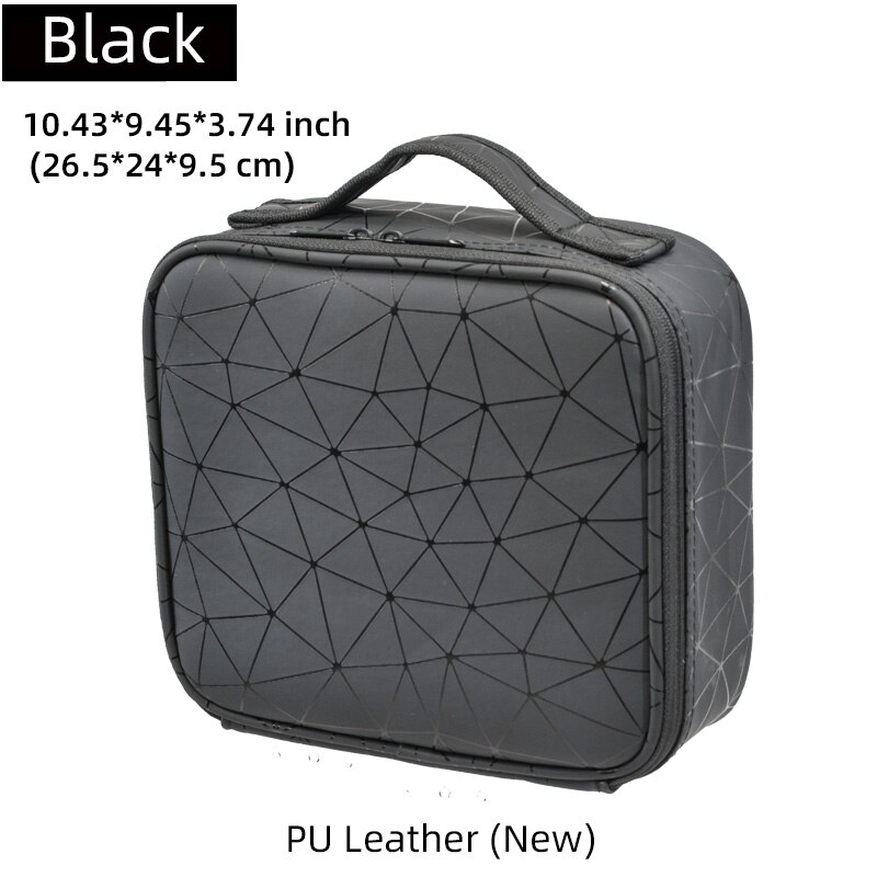 Vrouwen Make-Up Tas Reizen Grote Capaciteit Reizen Noodzakelijke Waterdichte Cosmetische Case: PU Black