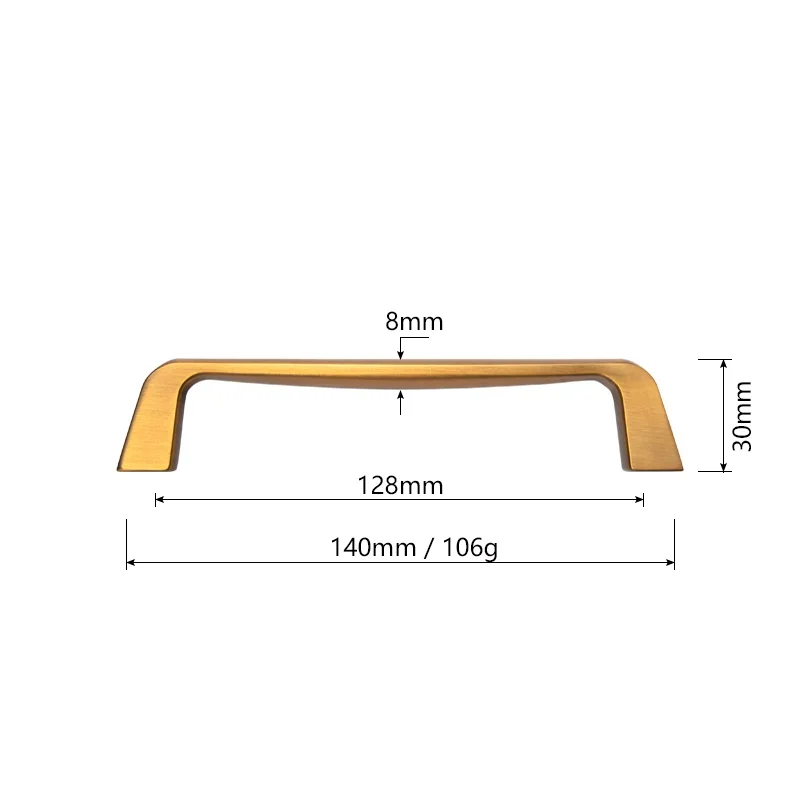 Modern Arch Pull High-end Yellow Bronze Drawer Knobs Kitchen Cupboard Door Handles Cabinet Handles for Furniture Hardware