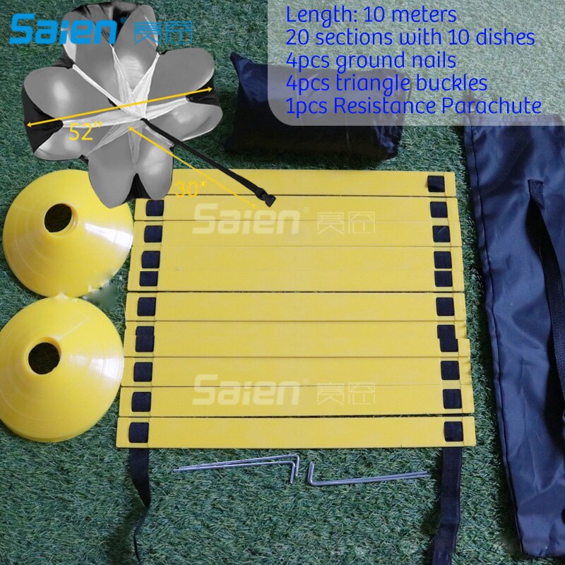 20ft Agility Ladder Set Met 12 Rungs, 12 Sport Disc Kegels, 4 Metalen Pinnen, 1 Draagtas-Voor Voetbal, Voetbal, Speed Training: 10M 20 Rung-2