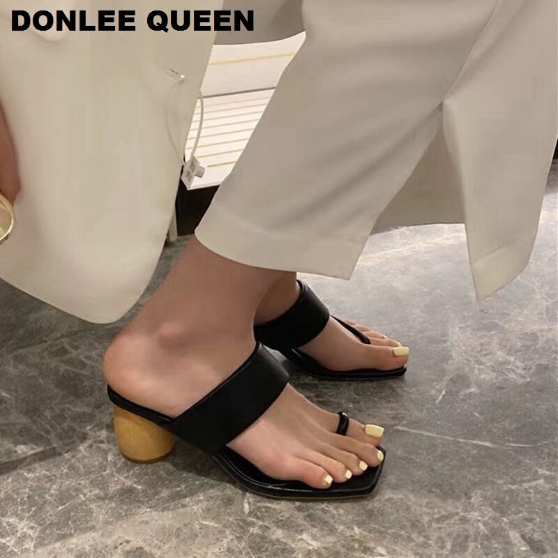 Sommar sandaler dam skor högklackat tofflor dam toffel utomhus rutschbanor träklackar sandaler femmes sandaler