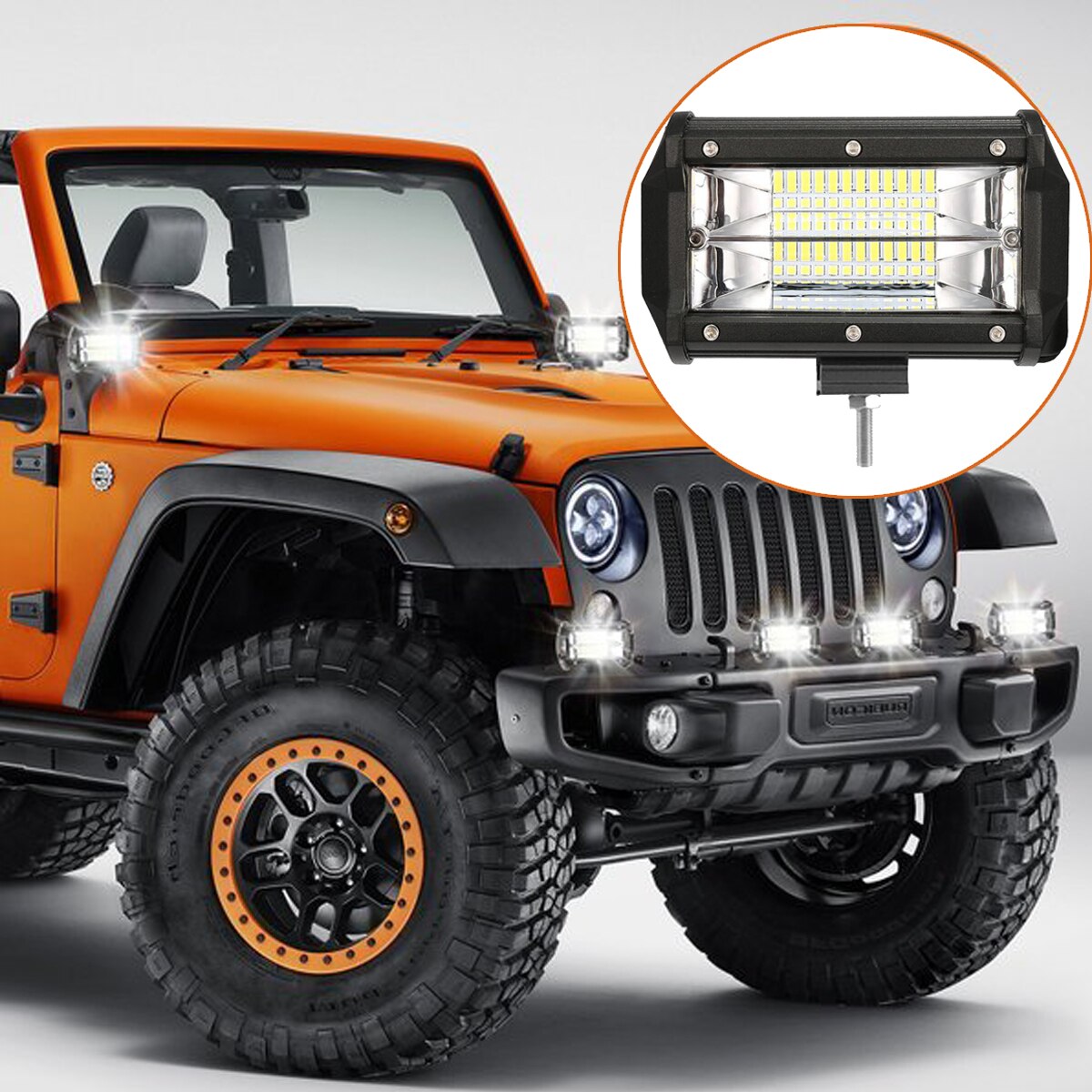 5'' 9 INCH OFFROAD LED WORK LIGHT FLOOD DRIVING LAMP 12V 24V CAR MOTORCYCLE TRAILER WAGON TRUCK PICKUP 4WD 72W 144W INDICATOR