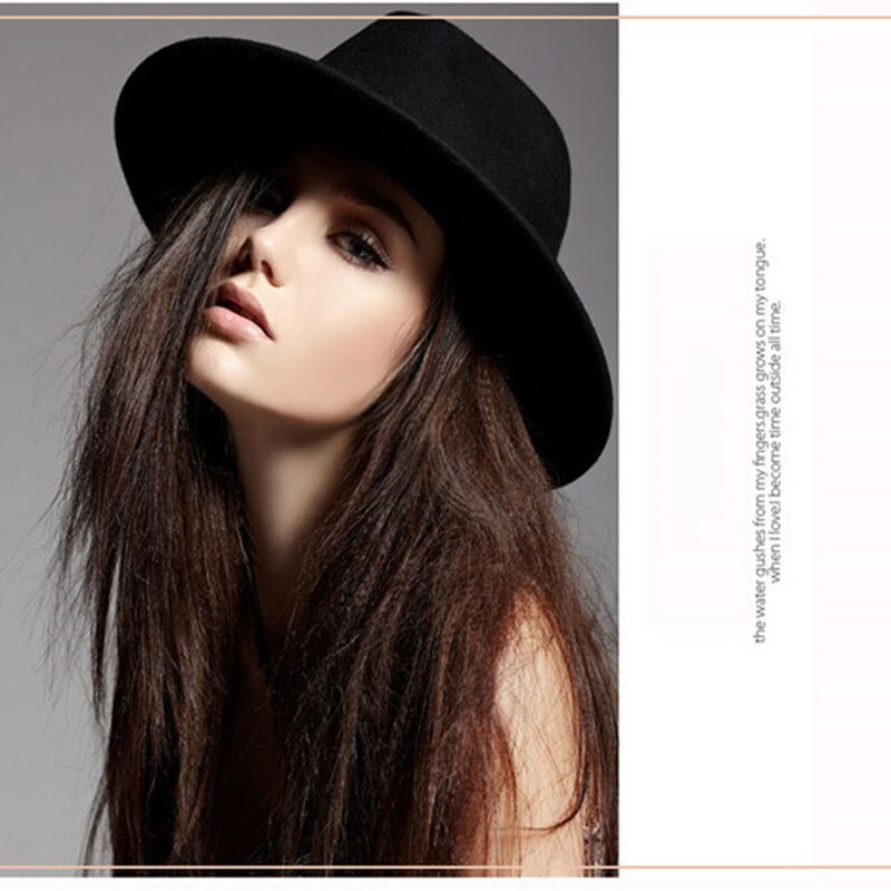 Female Jazz Hat Fashionable Metal Leaf Jazz Hat Woolen Winter Fedora Hat for Women