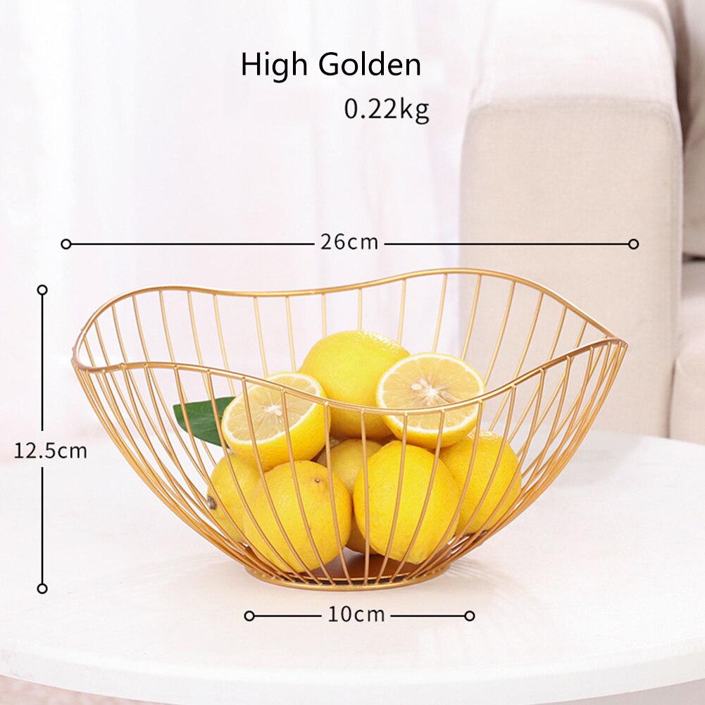 Nordic Eenvoudige Smeedijzeren Golden Hollow Fruitmand Creatieve Huis Woonkamer Fruitmand Voor Thuis Diy