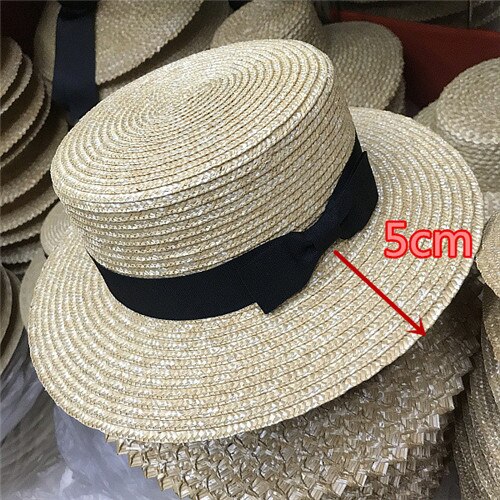 01904- axiclassic ren färg handgjord strålady strand fedorascap män kvinnor utomhus panama jazz hatt: Bowknot design 5cm