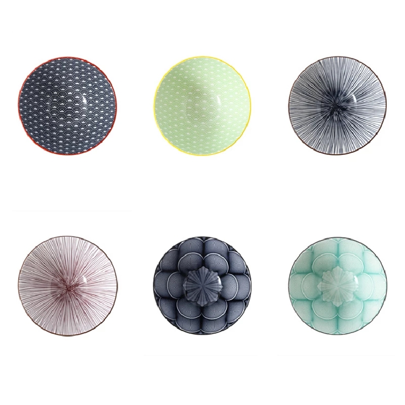4.5 Inch Household Rice Bowl Ceramic Tableware Nordic Minimalist Style Underglaze Relief Kitchenware Porridge Bowl Small