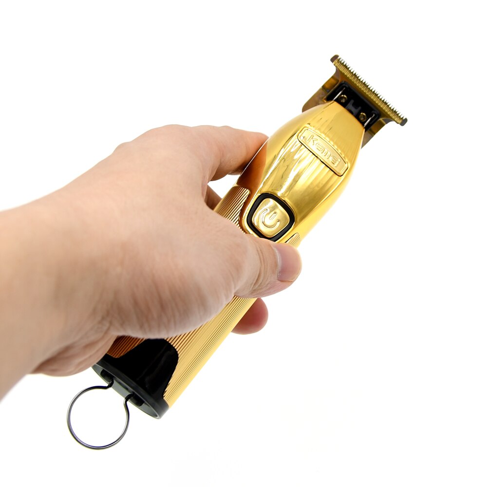 Kemei Gold Cordless Electric Clipper 0.1mm T Blade Beard Trimmer LCD Trimmers With Charging Base Hair Cutter