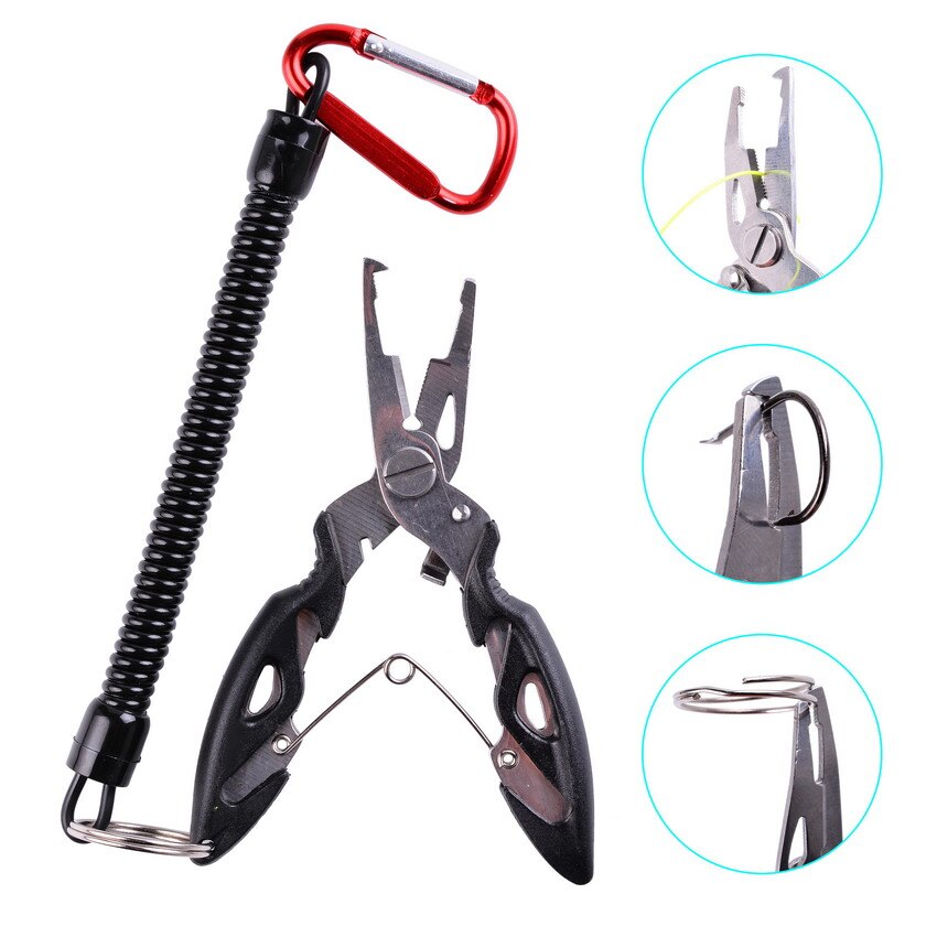 Fishing Pliers Fish Line Cutter Scissors Mini Fish Hook Remover Multifunction Tools Black Beak Jaw