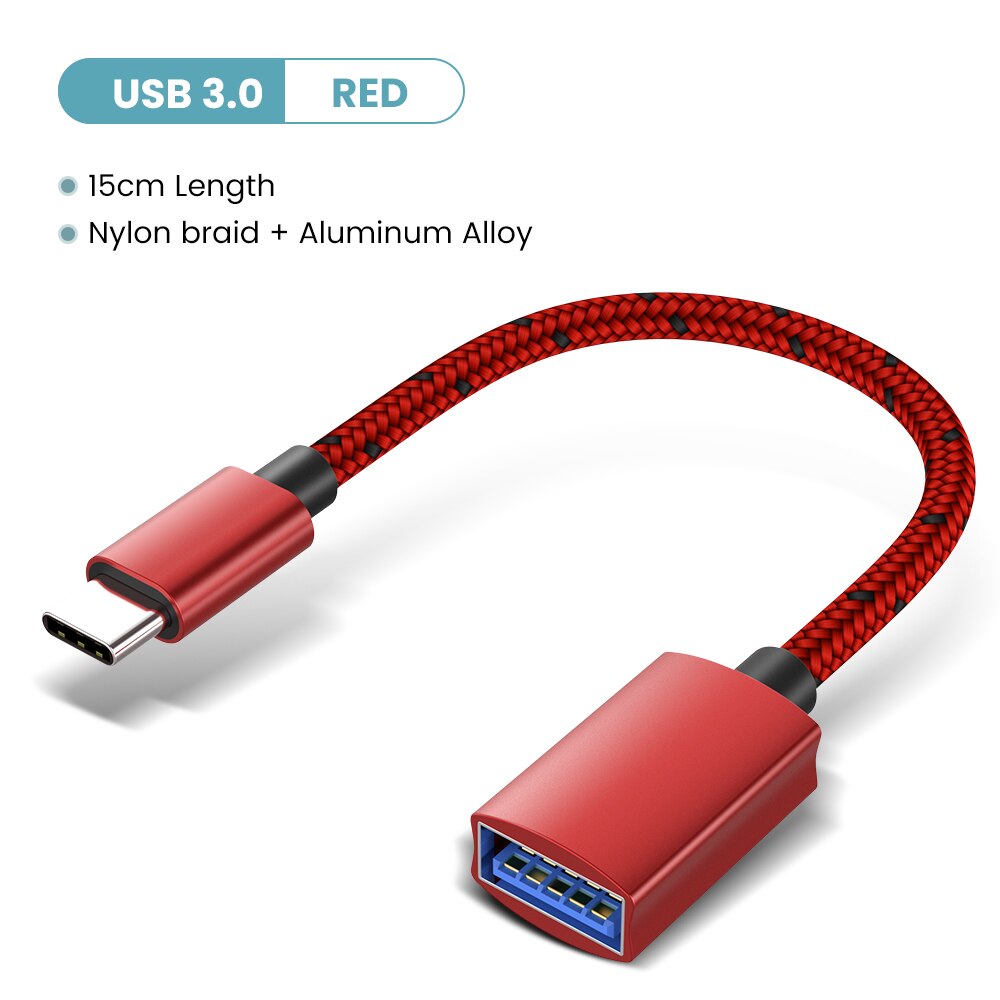 Usb Type C Kabel Usb Otg Adapter Usb Type-C Male Naar Usb 3.0 Female Adapter Kabel Type-C Adapter Voor Samsung Macbook: Rood