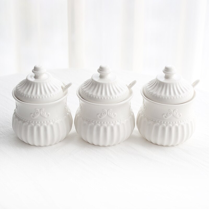 White French Court Style Salt Pepper Oil Dispenser For Kitchen Spice Organizer Storag Box Seasoning Box Kitchen Accessories: A 3 Jars