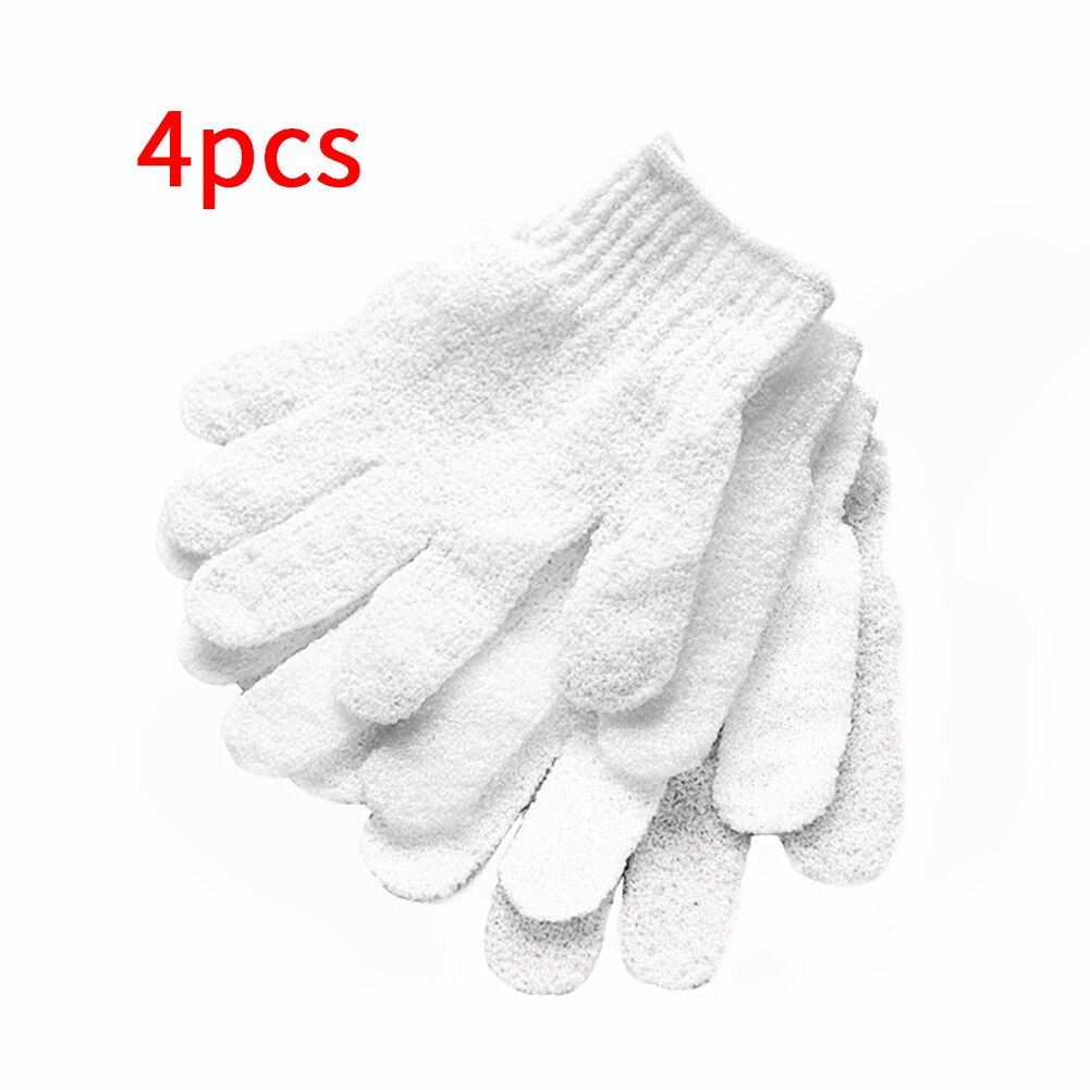 4 stk hvid massage scrub eksfolierende ansigt/ben/kropsrens rensende slik farve spa vask hud brusehandsker