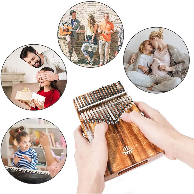 Hluru 17-Toetsen Acacia Hout Met Een Gat In De Bodem Duim Piano Tune Hamer En Studie Instructie, draagbare Vinger Piano