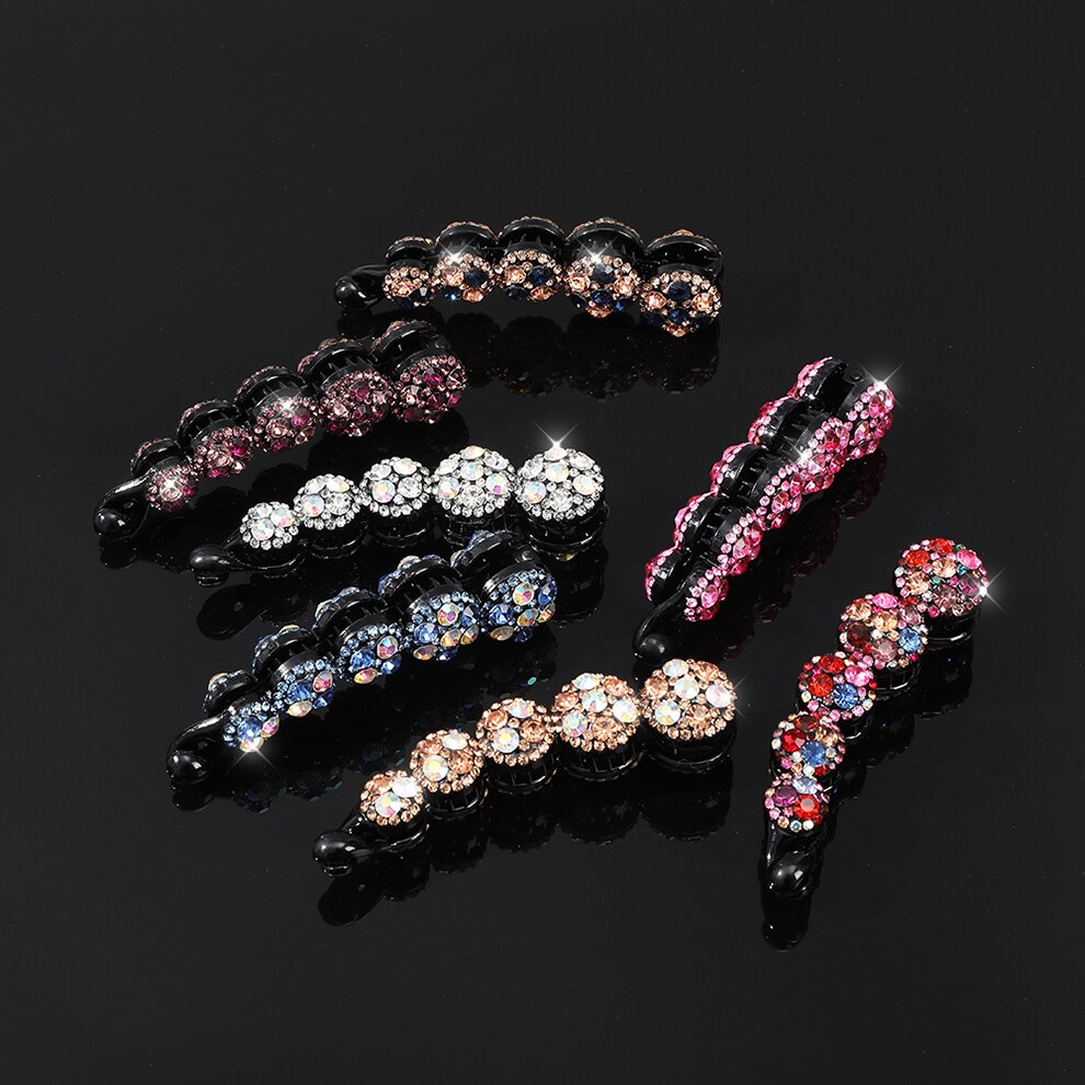 Molans Rhinestone Haarspelden Muti-Kleur Diamant Twist Haarspeld Plastic Banaan Clip Voor Meisjes Haar Grips Haaraccessoires