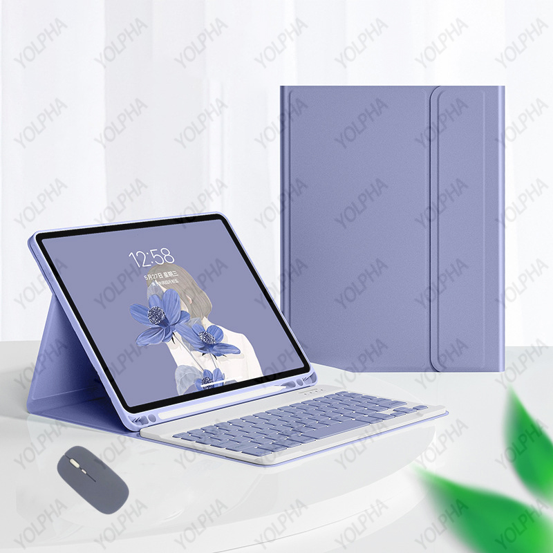 iPad 10th Generation Case with Keyboard Wireless Detachable Folio Cover Mouse Pencil Holder for iPad 10th Gen 10.9 Inch: Transparent