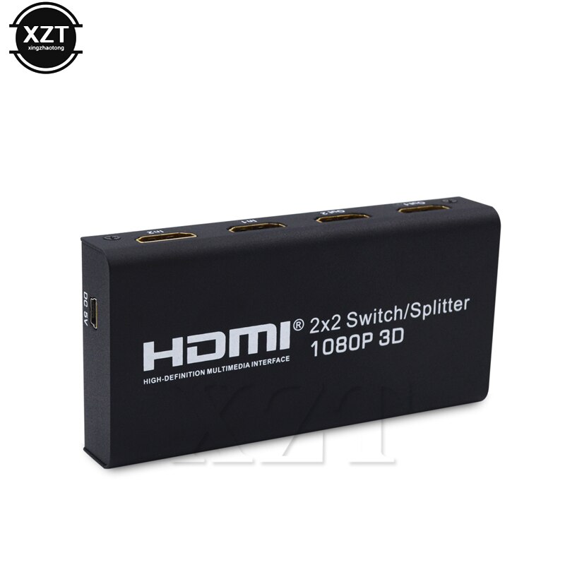 1PCS 2X2 Switch Splitter HDMI V1.4 Support Full HD 1080P 3D 2 10M input Distance 2 Output HDMI Switcher Converter Universal