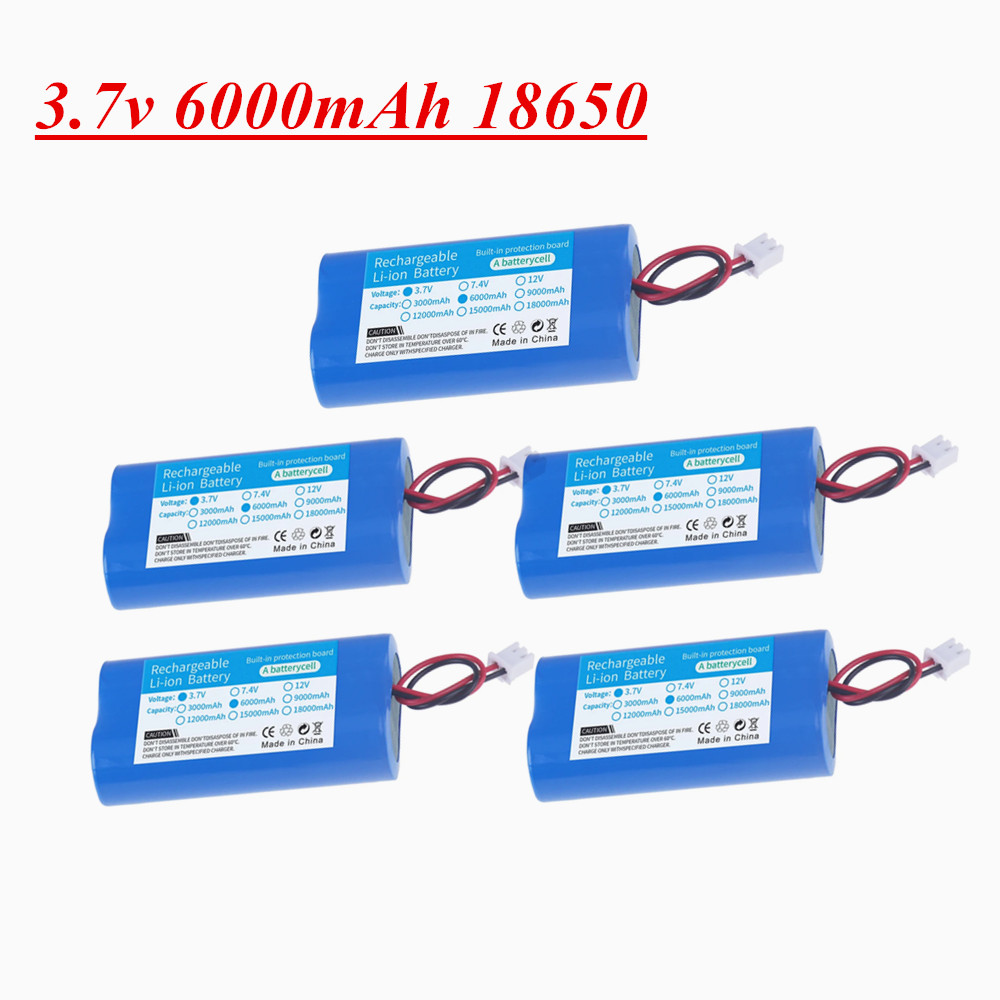 3,7 V 18650 lithiumbatterijpak 6000 Oplaadbare batterijgroep met XH2.54-2p-stekker voor bewakingsapparatuur, beschermingsbord: Blauw