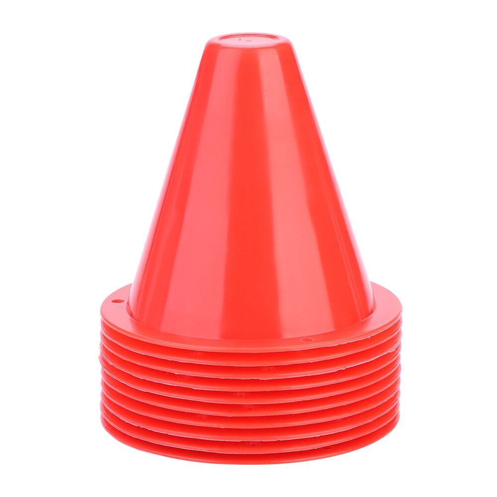 10Pcs/Lot 8cm Soccer Training Cone Skate Barriers Plastic Marker Roller Soccer Rugby Basketball Training Football Sign Bucket: red