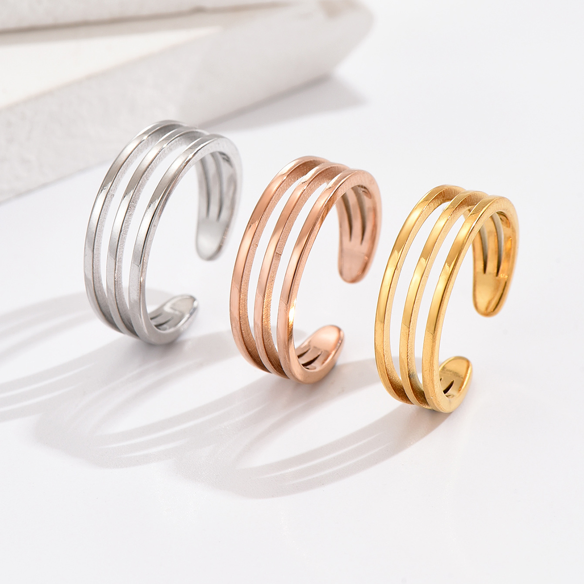 Anillo de pie Simple de acero inoxidable para mujer, niña y hombre, joyería para vacaciones en la playa, 3 uds.