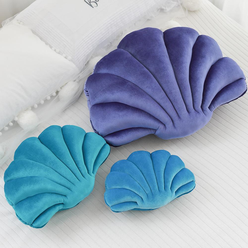 Schelp fluwelen rug schelp gevuld pluche kussen thuis thuis bed bank kussen decoratie pluchen speelgoed