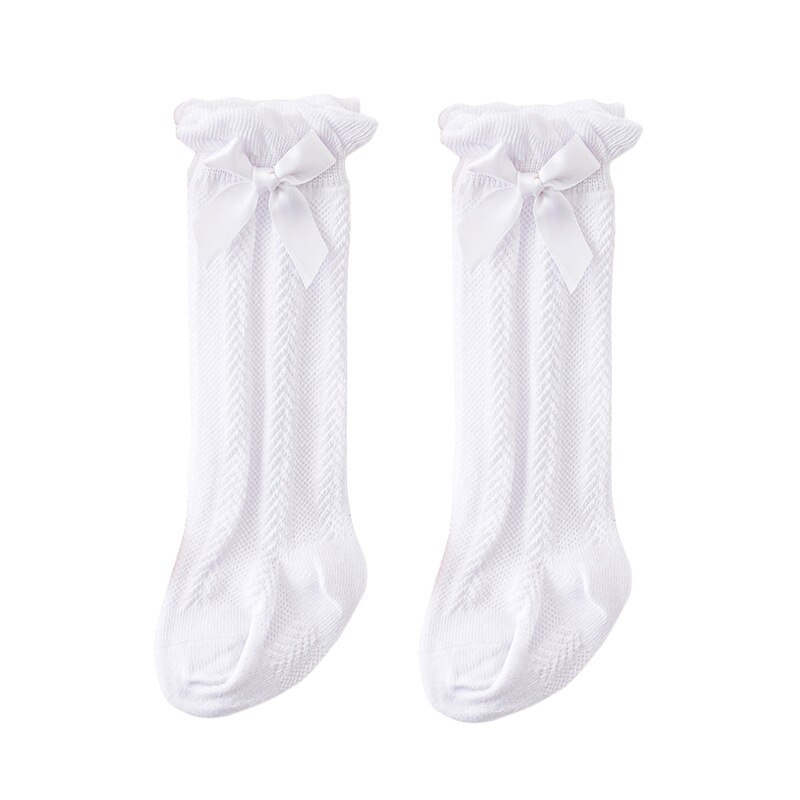 10 paia arco bambini scarpe lunghe calzini bambini ragazze ginocchio alto balletto Dancewear roba per bambini all&#39;ingrosso: WHITE / S 0-12M