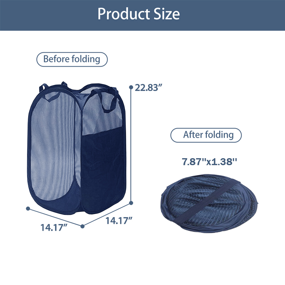 Large Pop-Up Laundry Hamper Collapsible Laundry Baskets With Durable Handles/Side Pocket for Dorm Bedroom Bathroom Laundry Room