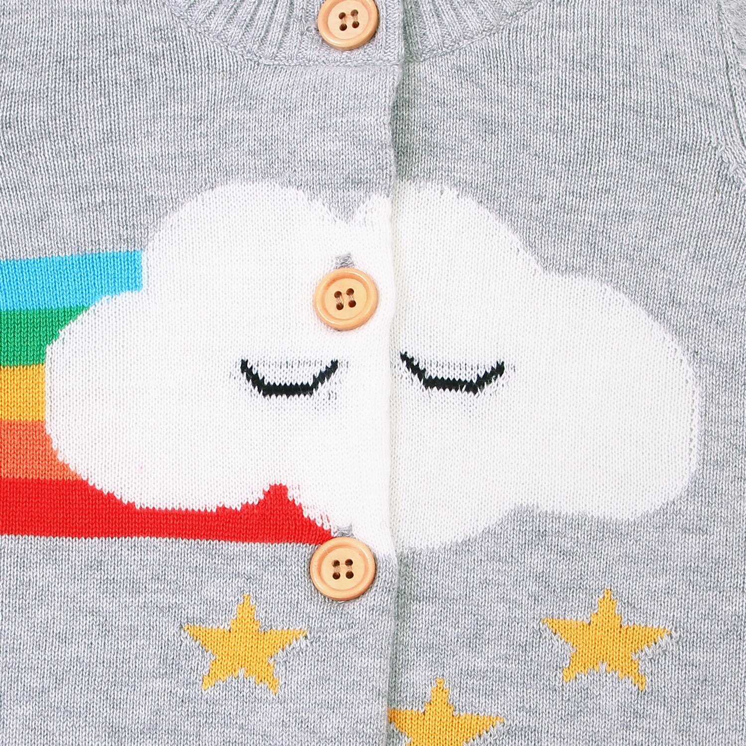 Småbørns efterårstøj o-hals lange ærmer sweater cardigan med regnbue sky stjerne mønstre til baby dreng