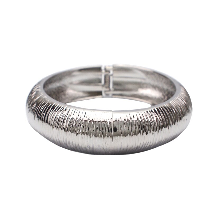 MANILAI Unique Rough Surface Metal Bangles Bracelets Women Punk Geometric Statement Cuff Bracelets Female Jewelry: Silver Bracelets