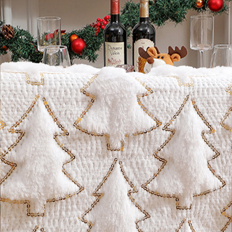 Jul quiltad paljettbesatt tredimensionell bordslöpare, julfestdekor, heminredning för köpcentrum inomhus utomhusbord