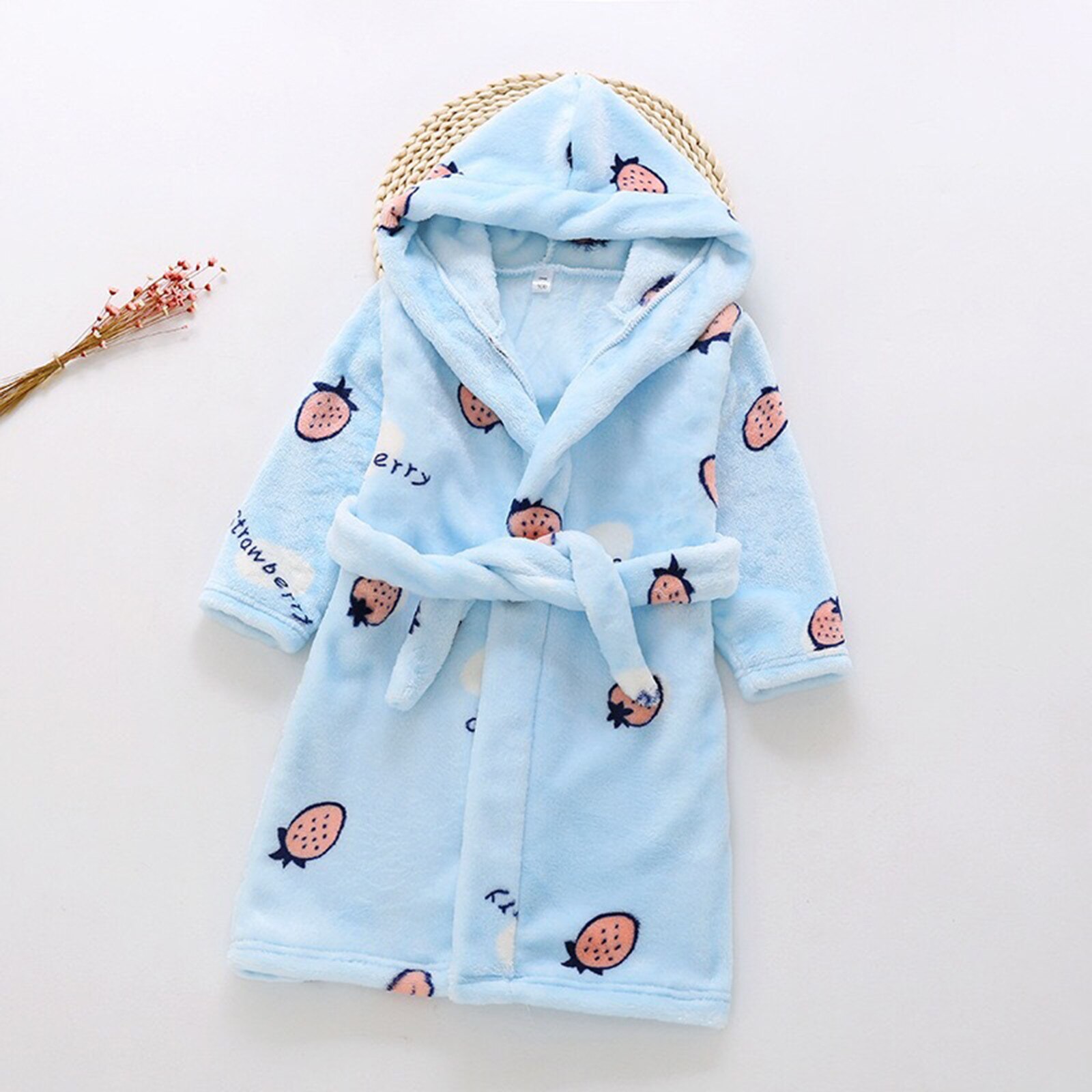 Kleinkind Nachtwäsche Baby Jungen Mädchen Herbst Winter Cartoon Print Bademäntel Flanell Nacht-Robe Hoodie Öffnen Stich Kleidung