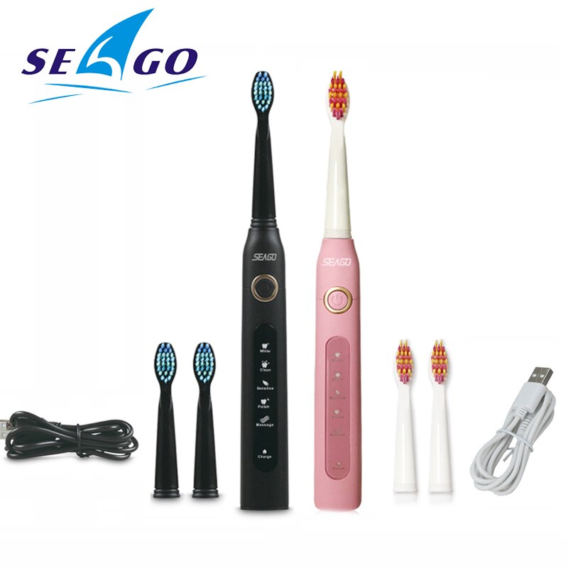 Seago Sonic Toothbrush Electric USB Rechargeable Waterproof Replacement Brush Head Best