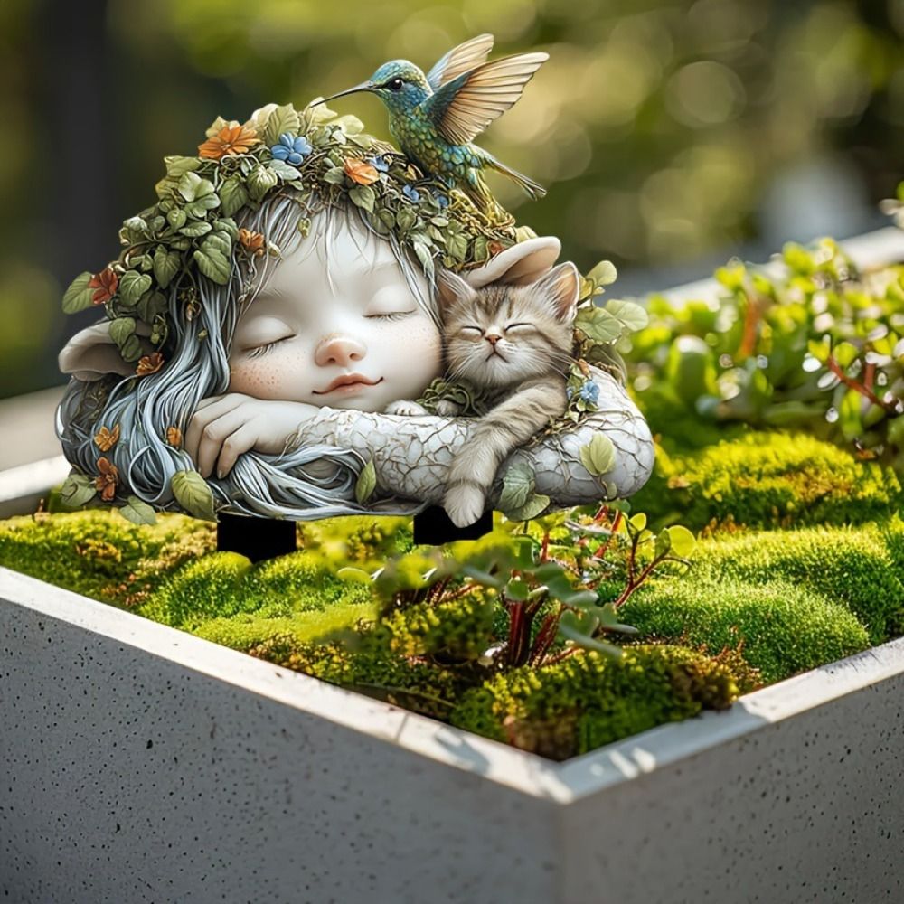 Akryl fehave kunst skulptur søde have gulvpropper kunstig multifunktionel fe mini figur gårdsplads