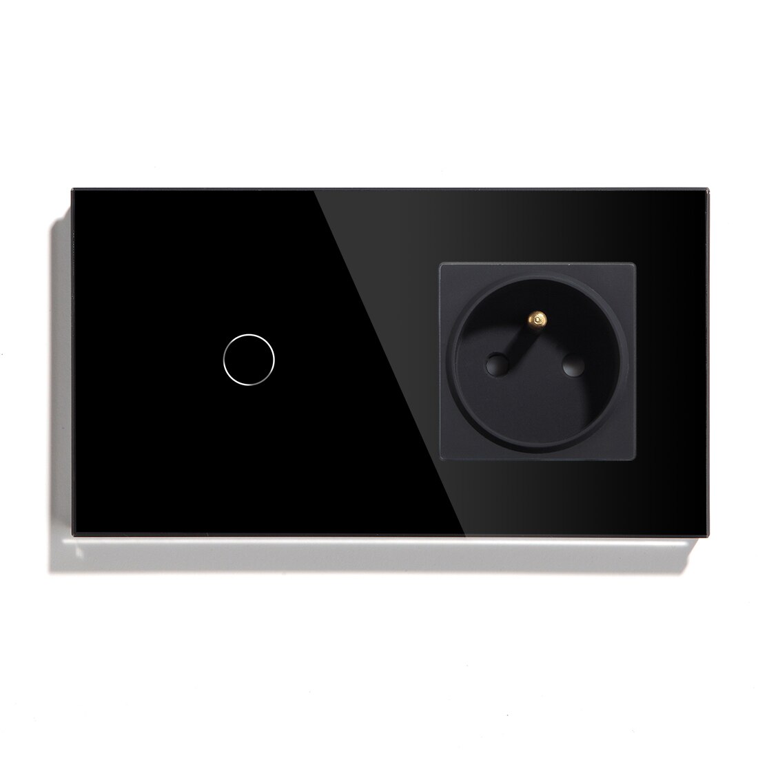 BSEED Touch Light Switch 1 Gang 2 Gang 3 Gang With FR Wall Socket White Black Gold Wall Sensor Switch Crystal Glass Panel Home: Black 1 gang / 2 Way