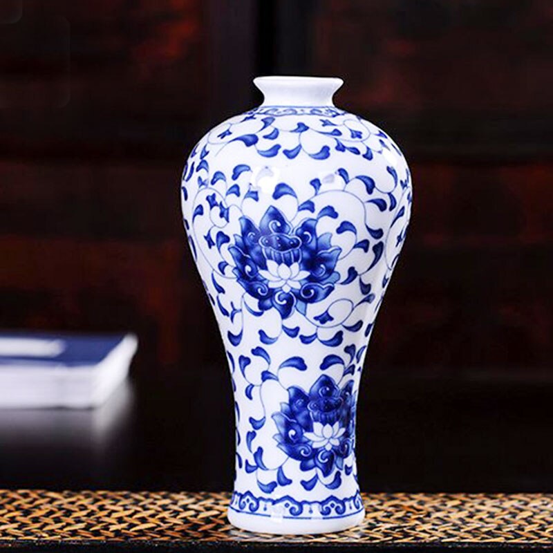 Keramische Vazen Traditionele Chinese Blauw En Wit Porselein Voor Bloemen Een Patroon