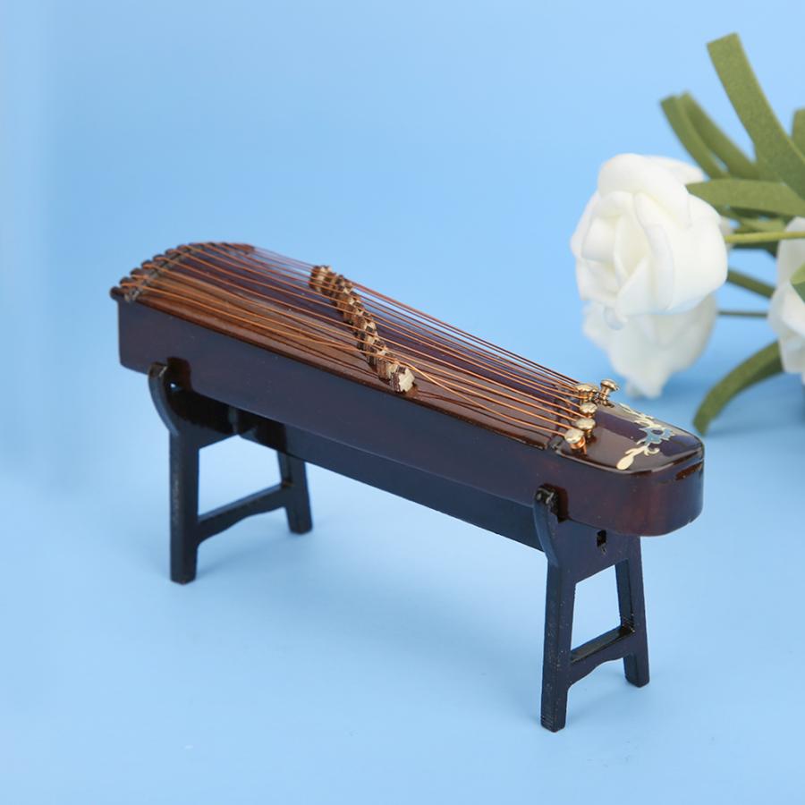 Miniature Guzheng Model Replica with Stand and Case Mini Zither Mini Musical Instrument Ornaments Chinese Traditional