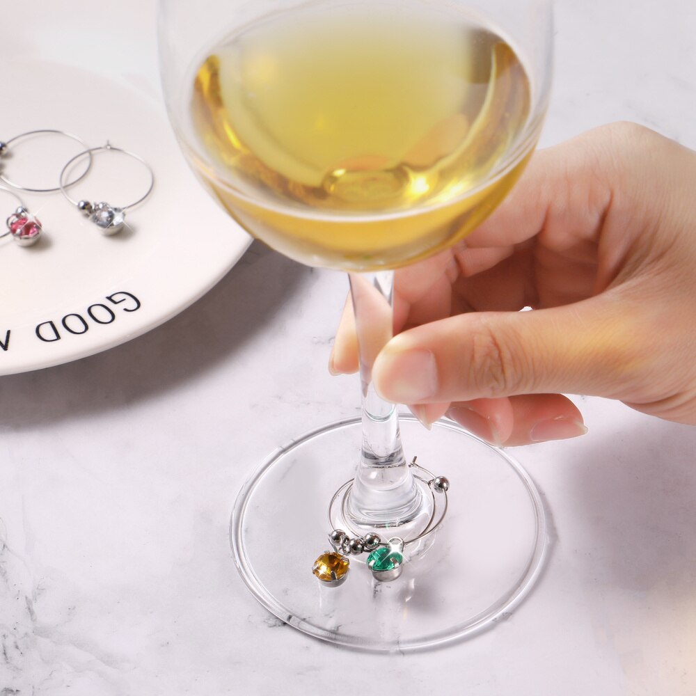 8 stk vinglas charms blandet farve farverige vinglasproducenter glas hængende ring vinglas tags til fest bar hotel