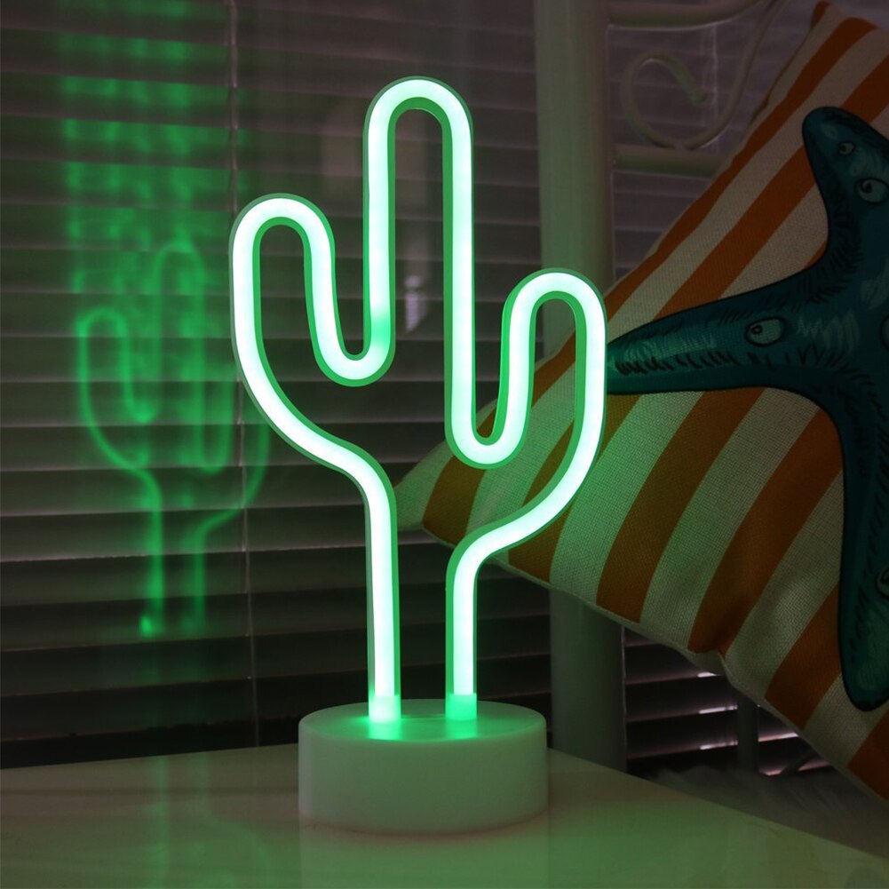 Regenboog Led Neon Light Teken Xmas Party Bruiloft Decoraties Kinderkamer Home Decor Flamingo Maan Eenhoorn Neon Lamp: cactus