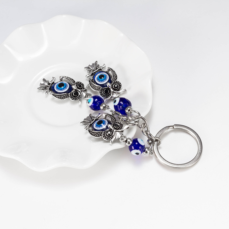 Porte-clés porte-bonheur turc grec pour hommes et femmes, bijoux EY5330 en verre, Animal, hibou plante, mauvais œil,