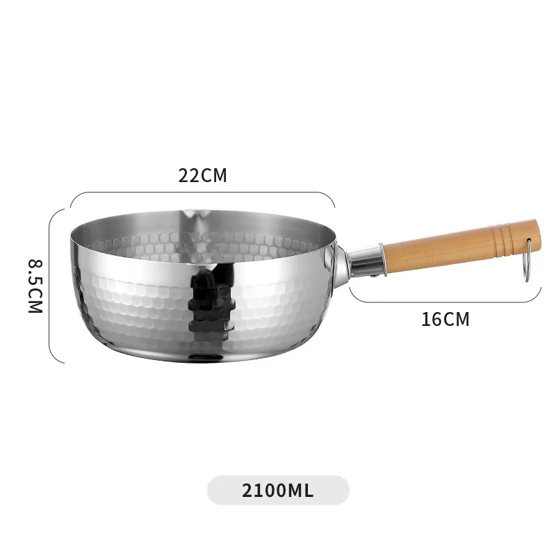 430 Stainless steel pan Japanese Snow Pan Wooden Handle Stew Pots Fry Wok Saucepan Milk Pot Kitchen Utensils Practical Cookware: Red