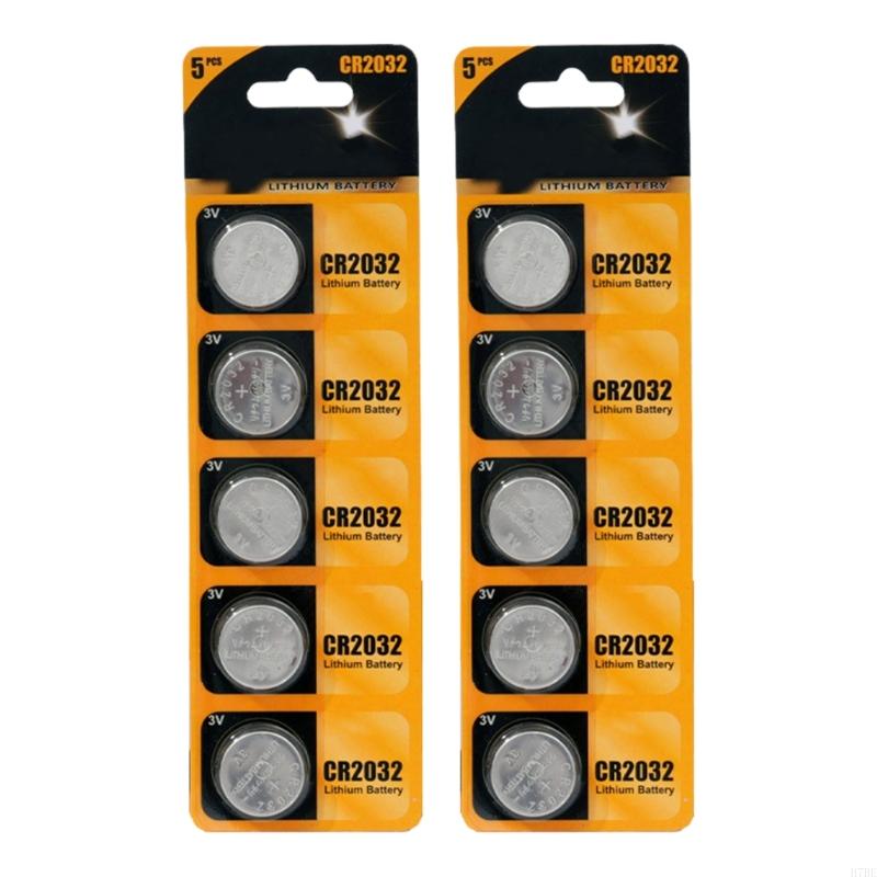 H7BE 5/10PCS CR2032 BOTTE CELULA BATERAGEM 3V DENSIDADE ENERGIA HIGH para eletrônicos: Preto