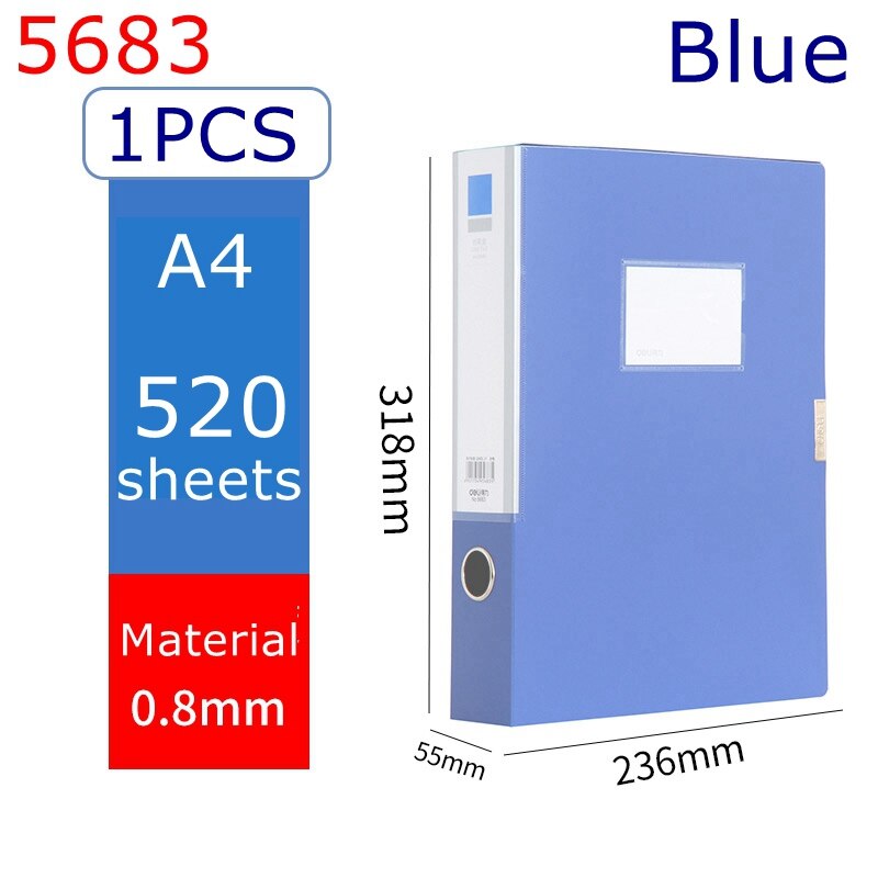 Deli 5603 file box A4 file folder documents storage bag storage box label box: 5683-BLUE