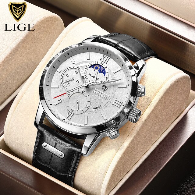 Mannen Horloge Comfortabele En Elegante Lederen Casual Quartz Horloge Mannen Lichtgevende Automatische Datum Waterdichte Sport Horloges: 1112