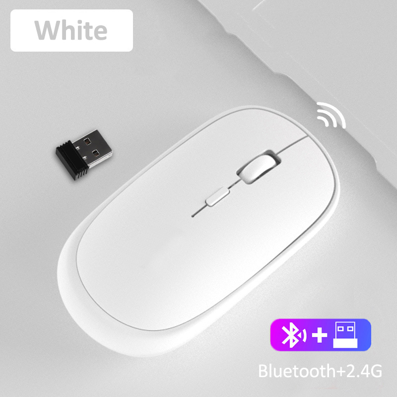 Bezprzewodowa mysz akumulator Bluetooth cichy ergonomiczny komputer dla ipada Mac Tablet Macbook Air Laptop PC Gaming Business Office: White