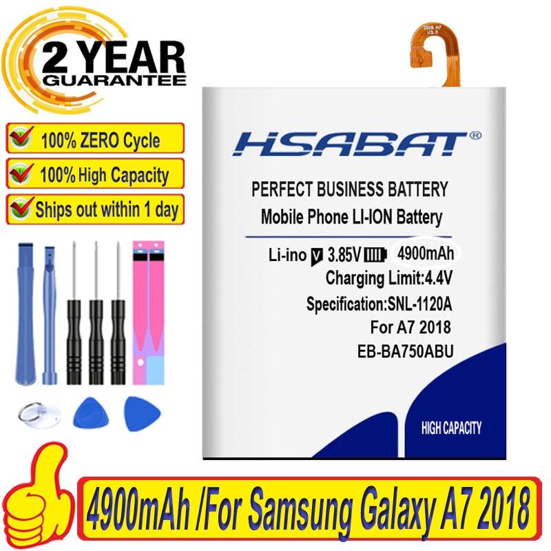 Hsabat-bateria 100% original para samsung galaxy, versão a7, 4900, a730x, a750