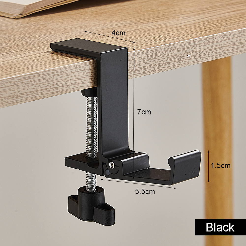 1PC Adjustable Desk Edge Hook Gaming Headset Desk Hanger Backpack Storage Hanging Hook Holder Punch-free Home Office Organizer: Light Grey